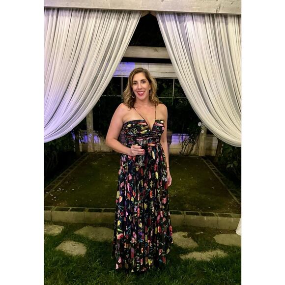 AIIFOS Black Floral A-Line Sleeveless Halter Neck Adrianna Gown size 8 - Picture 14 of 16